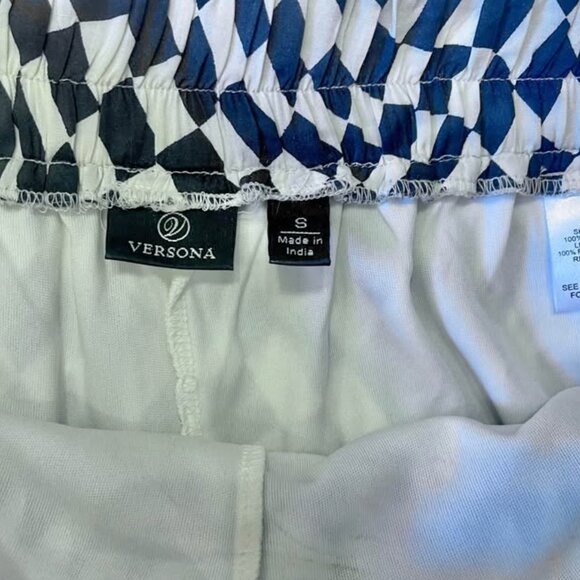 Versona Black White Checkered Palazzo Super Wide Leg Pull On Pants Women size S - Picture 2 of 5